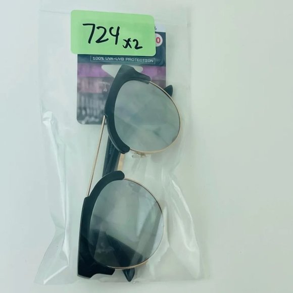 SG00724 Fashion Sunglasses For Women's Round 100% UVA/UVB Protection, Black - Picture 4 of 6